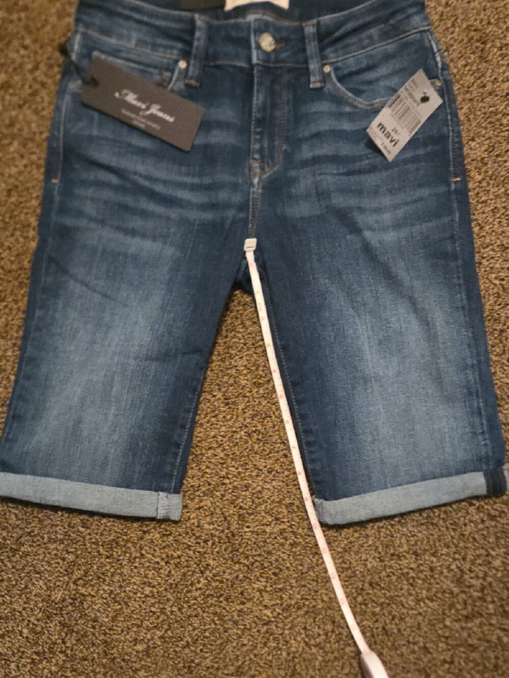 Mavi Medium Blue Rolled Cuff Denim Bermuda Shorts - Picture 6 of 10